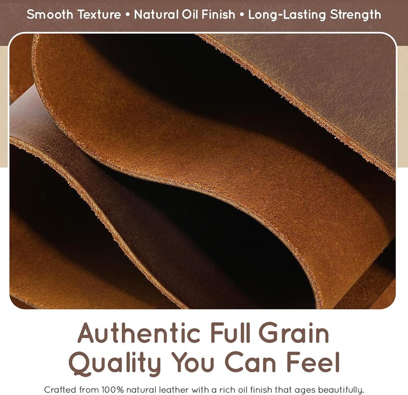 Tuzech Full Grain Genuine Cowhide Leather Sheets for Crafts – 2mm Thick Squares for Leather Craft Projects (12 x 24 Inches, Dark Brown) - Image 3